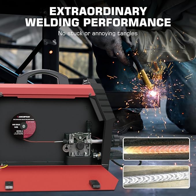 ARCCAPTAIN MIG Welding Wire, MIG Wire ER70S-6 2Lbs Gas Solid Carbon Steel Low Splatter MIG Welding Wire Compatible With Lincoln Miller Forney Harbor Welder (0.045" 2Lb)