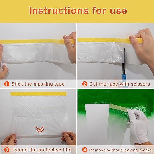 MyLifeUNIT Tape and Drape, 6 Pack Masking Paper for Automotive Painting Covering (66-Feet, 3 Sizes)