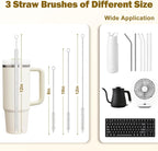 XYFuuee 5 Pack Bottle Brush Set, 5 in 1 Long Handle Water Bottle Cleaning Brush, 3 Straw Brushes for Stanley Yeti Owala, Travel Nipple Detail Cup Cleaner Washer Brush for Wine Lid Gap