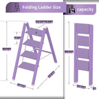 Lightweight Folding Step Ladder Household, Aluminum 4 Step Ladder Foldable for Home, Sturdy Step Stool for Adults 330 Lbs - Purple
