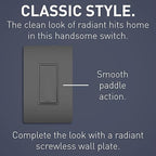 Legrand radiant TM873BKCC10 15 Amp Rocker Wall Switch, 3-Way Decorator Light Switches, Black (1 Count)