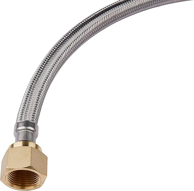 EFIELD 12-inch Length Flexible Connector Push-fit 1/2 inch x 3/4 inch FIP, Push-to-Connect Braided Stainless Steel Water Heater Hose,(HOSE030)