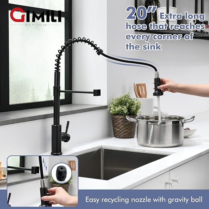 GIMILI Oil Rubbed Bronze Touchless Kitchen Faucet with Pull Down Sprayer Motion Sensor Smart Hands-Free Activated Single Hole Spring Faucet for Kitchen Sink
