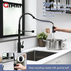 GIMILI Oil Rubbed Bronze Touchless Kitchen Faucet with Pull Down Sprayer Motion Sensor Smart Hands-Free Activated Single Hole Spring Faucet for Kitchen Sink