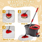 6 Pack Mop Head Replacement, Microfiber Spin Mop Refill Replace Head Compatible O-Ceda Easywring 1-Tank System, Spin Mop Replacement Heads for Easy Cleaning Floor Mopping