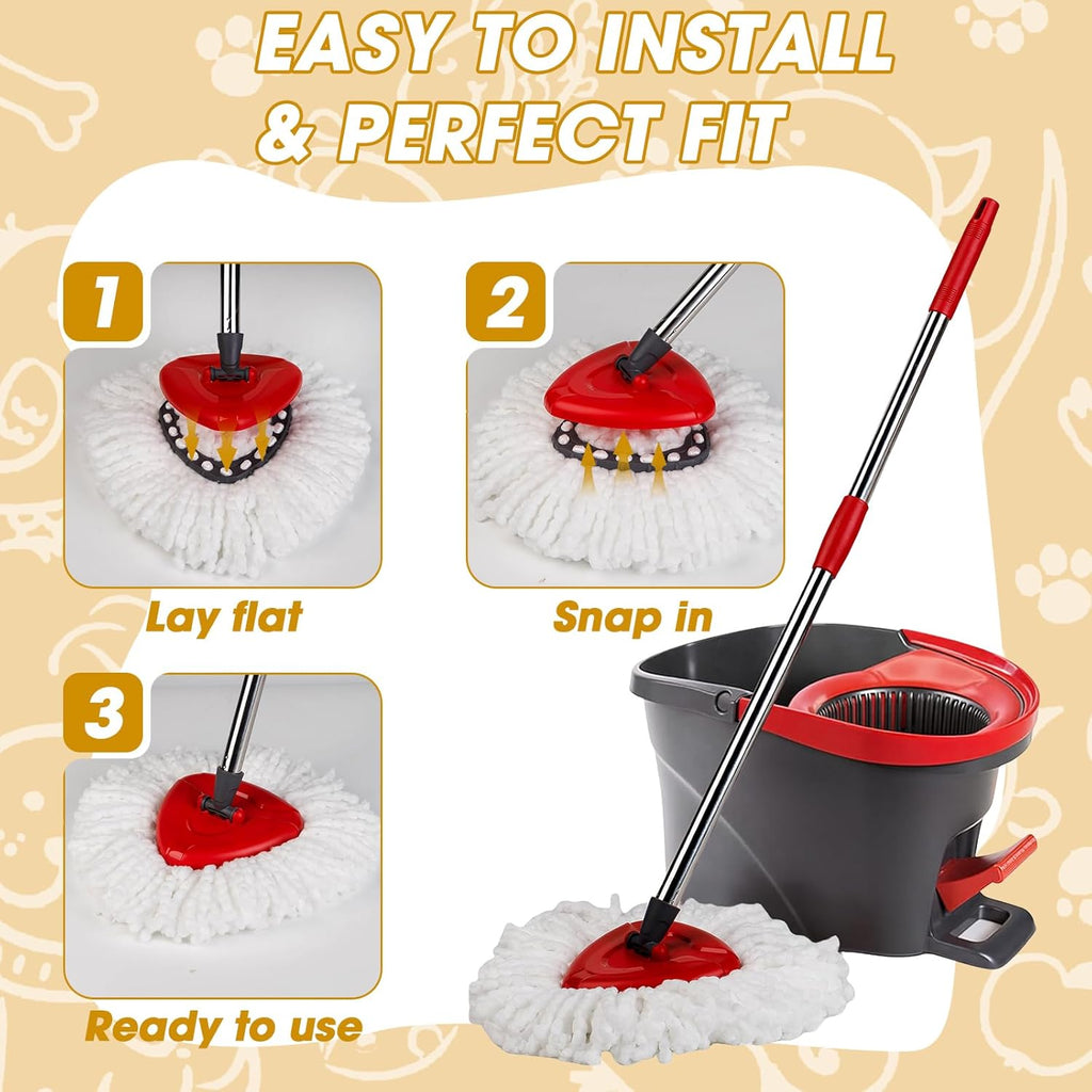 10 Pack Mop Replacement Heads, 100% Microfiber Spin Mop Refills Fits Triangle Mop Replace Head EasyWring 1-Tank System, 360 Degree Mop Head Replacement for Easy Cleaning Floor Mopping