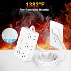 Flat Plug Power Strip Surge Protector, 5ft Ultra Thin Extension Cord with 4 USB Wall Charger(2 USB C Port), 6 Widely-Spaced Outlets Power Strip Compact for Travel, Office, Dorm Room Essentials (White)