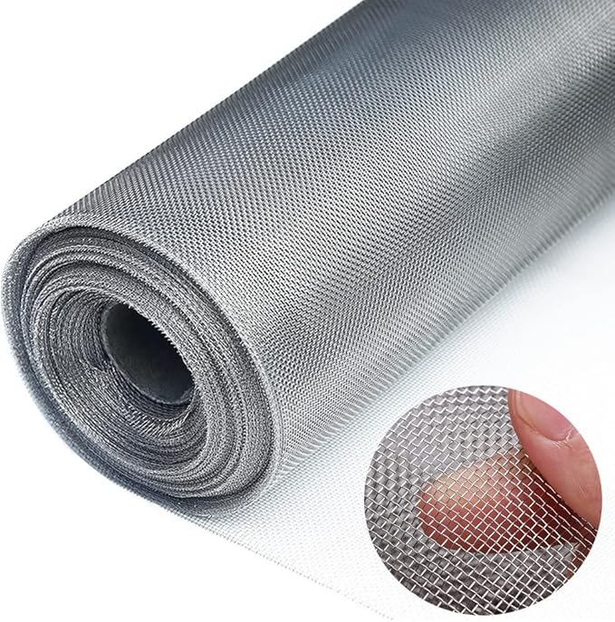 304 Stainless Steel Woven Wire Mesh 39.4in x 98ft Metal Window Screen Mesh Roll Security Mesh Roll for Door Screen/Patio Screen/Cabinets Mesh 20 Mesh 0.15mm Wire Dia (Silver, 39.4inch x 98 Feet)