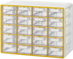 Blue Ginkgo Small 20-Drawer Cabinet – Stackable Clear Organizer for Hardware, Beads, Plastic Bricks, Office, and Craft Storage (Made in Korea, Yellow)