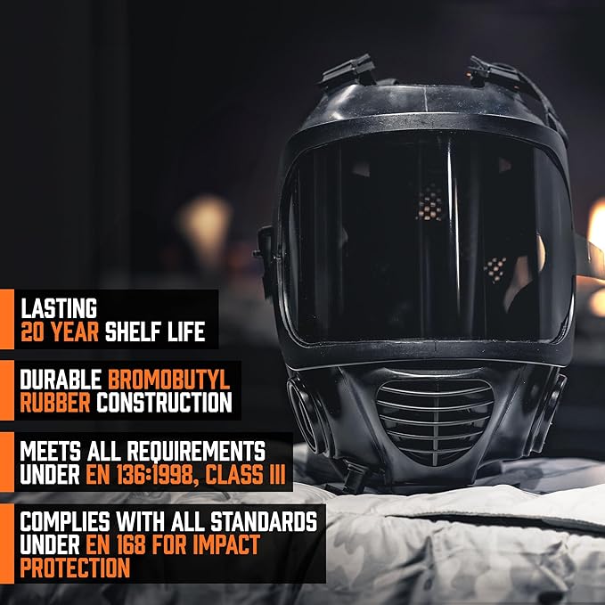 MIRA SAFETY M Certified CBRN Full Face Gas Mask Reusable Respirator Professional Grade (CM-6M Mask WITH Drinking System), 2 Piece Set