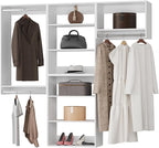 Modular Closet System, 78" Wide Closet Organizer System with Towers and Hanging, Wood Closet Tower Storage for Walk In Closets, Wall Mounted Wardrobe Organizer Kit System, Bedroom, White