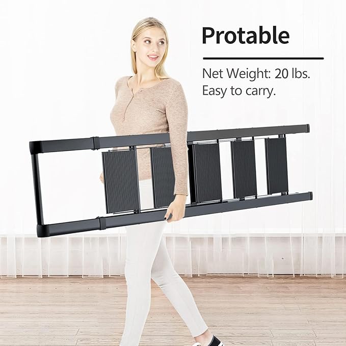 5 Step Ladder, Folding Step Stool with Handgrip and Anti-Slip Wide Pedal, Portable Iron Stepladder for Kitchen, Home, Library, Office (300 lbs Capacity) - Black