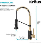 KRAUS Bolden Commercial Style 2-Function Single Handle Pull Down Kitchen Faucet in Spot-Free Antique Champagne Bronze/Matte Black, KPF-1610SFACBMB