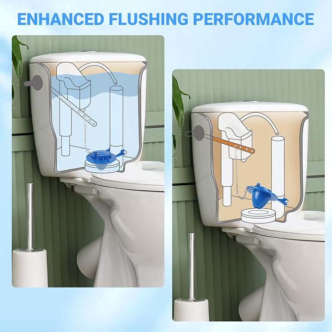 Universal Toilet Flapper Replacement 2 Inch - Compatible with Most American Standard Kohler Fluidmaster Toto Gerber Toilets Tank Water Saving Rubber Flush Valve Flapper with Stainless Chain Blue 2Pack