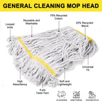 KeFanta 3 Pack Heavy Duty Commercial Mop Head Replacement,Looped End String Cotton Mop Heads,Industrial Wet Mops Refill for Floor Cleaning