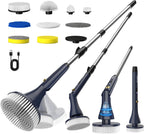 MayKing Electric Spin Scrubber with 9 Brush Heads, 3-Angle & 4-Length Adjustable Cordless Power Scrubber, 3-Speed & Battery LED Display, Electric Scrubber for Cleaning Bathroom Bathtub Floor Tiles