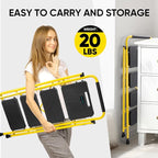 TICONN 4 Step Ladder, Heavy Duty Foldable Step Stool, Portable Steel Folding Stool for Household Garage Storage (Yellow)
