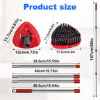 4-Section Stainless Steel Spin Mop Handles, Mop Base & Upgrade Scrub Brush Combo for Ocedar EasyWring RinseClean 2 Tank System, Mop Handle Mop Base & Brush Set for O Cedar, Universal Thin Screw Joints