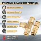 CheeMuii 35 PCS Brass DOT Air Line Fittings With 50FT 1/4" and 30FT 3/8" Air Line Kit - Push Lock Quick Connect Fittings With Pneumatic Tubing Set