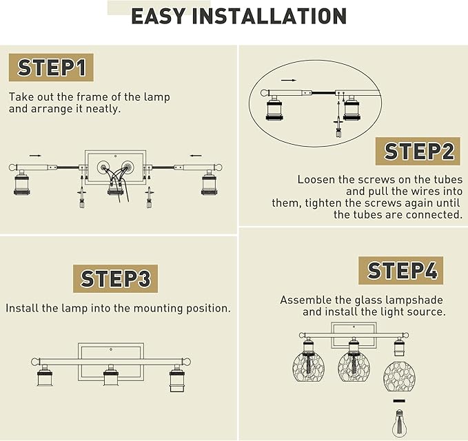 zeyu Farmhouse 3 Light Vanity Lighting, 21.4'' Bathroom Mirror Wall Light, Oil Rubbed Bronze Finish with Clear Hammered Globe Glass, ZJF63BG-3W ORB-WG