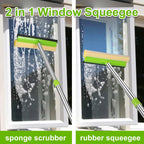 ITTAHO Window Squeegee, Squeegee for Window Cleaning, 2 in 1 Squeegee Window Cleaner with 58'' Long Handle,Window Washing Kit with Extension Pole for Shower, Windshield, Mirror, Gas Station, Glass