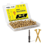 WELLOCKS Deck Screws, Wood Screws, Tan, Superior Rust Resistant, Epoxy Coated, Above 1000 Hour Salt Spray Coating T25 Torx Star Bit Included for Outdoor Wood Fence (1.2LBS Tan, #8×2")