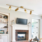 KCO Lighting 4-Light Flush Mount Track Lighting Fixtures Modern Kitchen Track Lights Brass Gold Ceiling Light Spotlight Mid Century Bar Spot Lights Indoor