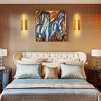 Alabaster Wall Sconces Set of Two, 15in Brass Alabaster Sconce, Modern Spanish Natural Marble Sconces Lights, Rectangle Gold Sconces for Bathroom Vanity Bedroom Living Room Staircases Hallway