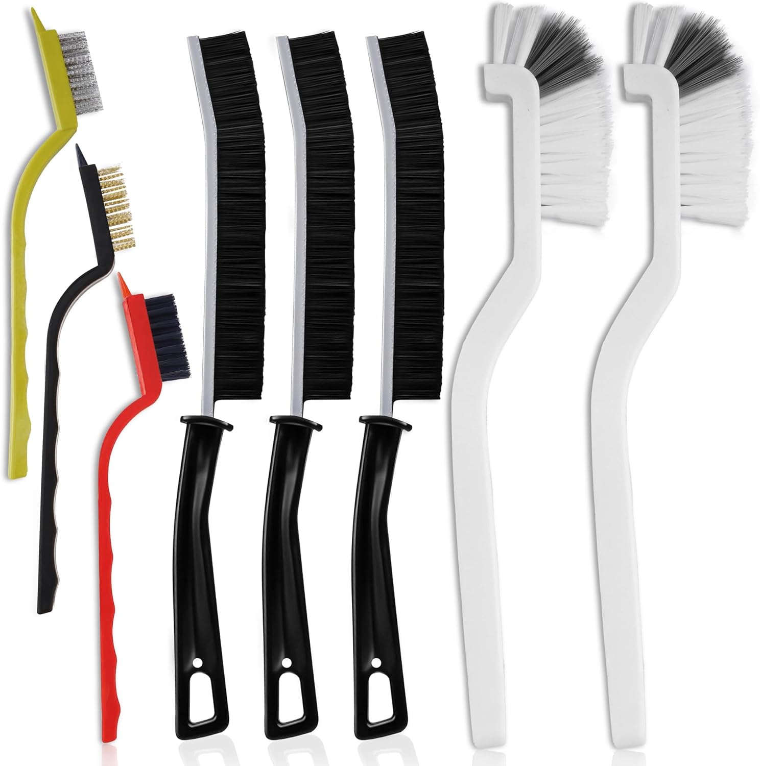 8 Pcs Crevice Cleaning Brush Set – Hard Bristle Cleaning Tools for Grout, Gaps & Narrow Spaces – Multi-Purpose Grout Brush, for Cleaning Bathroom, Shower, Window Tracks, Kitchen