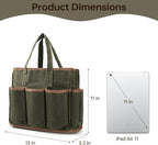 13in Tool Bag, Heavy Duty 19oz Waxed Canvas Bag 11-Pocket Portable Tool Bag Organizer Storage Toolbox for Gardener Welders Electrician Working Mechanic tool bags for men