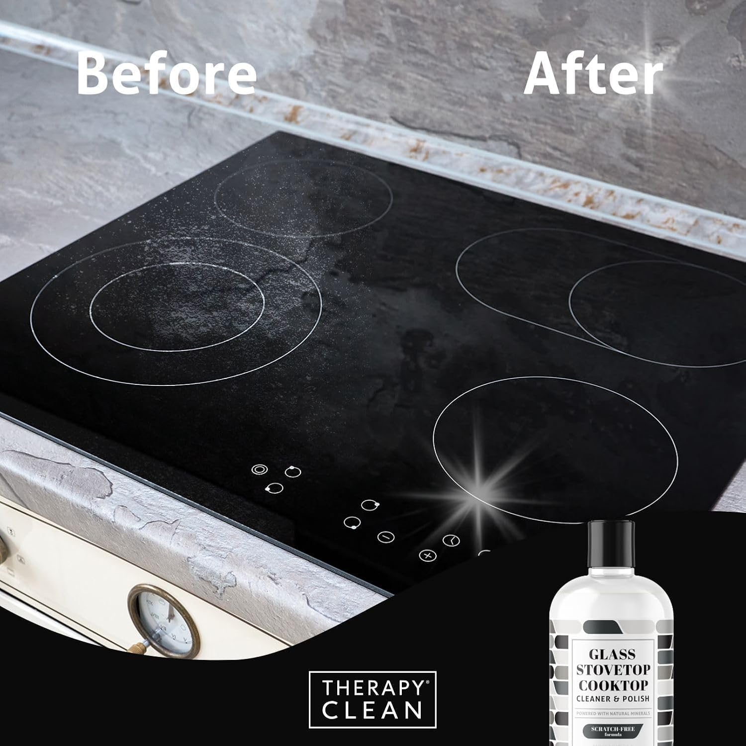 Therapy Glass Cooktop Cleaner 16 oz - Glass Stove Top Cleaner and Polish for Ceramic, Electric, Induction and Flat Top Surfaces