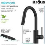 KRAUS Oletto Single Handle Pull Down Kitchen Faucet with QuickDock Top Mount Installation Assembly in Matte Black, KPF-2620MB