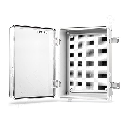 QILIPSU Waterproof Junction Box IP67 Outdoor Plastic Electrical Project Enclosure Weatherproof with Mounting Plate, Wall Brackets, Hinged Clear Cover 14.8"x10.8"x6.1" CC