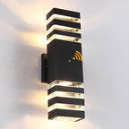 Dusk to Dawn Outdoor Wall Lights 1 Pack, IP65 Waterproof Modern Exterior Light Fixture, 3000K Warm White 3-Layer Up and Down Outdoor Wall Sconce for House Front Porch Garage