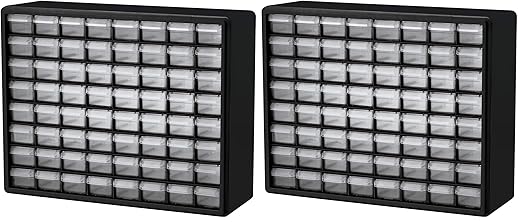 Akro-Mils 64-Drawer Plastic Drawer Storage Cabinet for Garage Organization, Bead Organizer, Building Bricks Storage, Teacher Toolbox, Makeup Organizer, 20-Inch W x 6-Inch D x 16-Inch H, 10164 Black