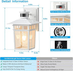 HIFEELE 2 Pack Motion Sensor Outdoor Lights Wall Mount Lantern, White Dusk to Dawn Outdoor Lighting, Anti-Rust Waterproof Exterior Light Fixture with Tempered Glass for House Porch Garage Entryway