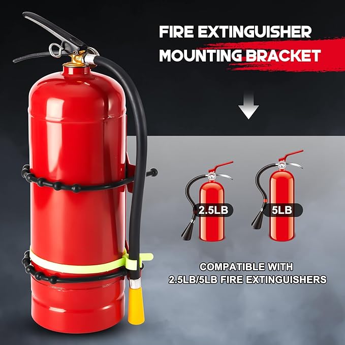4 Pcs Fire Extinguisher Mount Bracket Adjustable, Supports up to 2.5 and 5lb, Heavy-Duty and Easy Installation, Ideal for Home, Truck, Rv, Boat, Commercial Use, Secure and Durable Holder