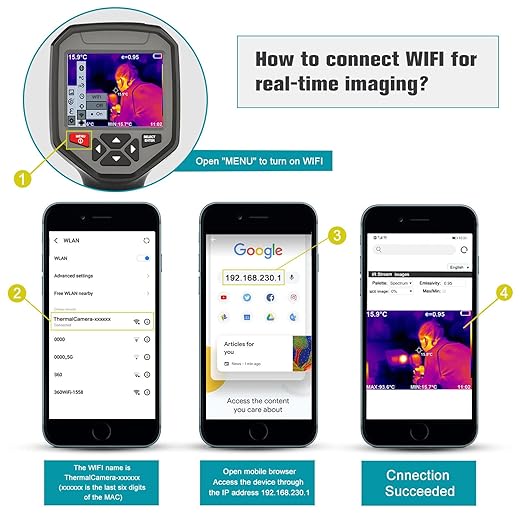 Thermal Imaging Camera 256x192 IR Resolution Handheld Infrared WiFi Thermal Camera 3.5" Screen with Analysis Software, Thermal Camera Home Inspection,Thermal viewer,Thermal Vision
