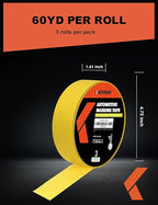 Professional Auto Body Painters Tape, Yellow, 1.41in x 60 yards/3 Rolls, Heat Resistant, No Residue, UV & Moisture Resistant, Ideal for Auto Body Painting, Cars, Trucks, Motorcycles