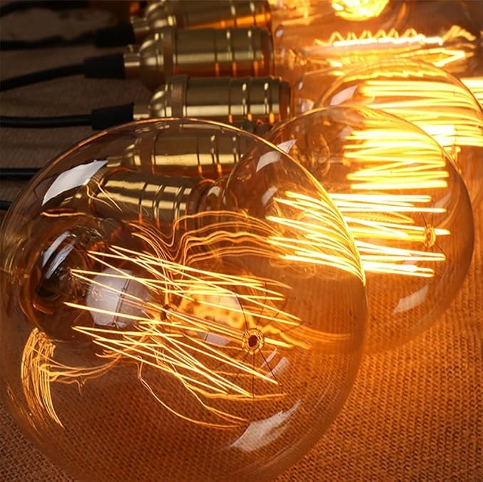 GOENDR Vintage Edison Bulb,Large Round Edison Antique Light Bulbs-G30/G95 120V - Dimmable Thread Filament Style Nostalgic Light Bulbs (4 Pack)