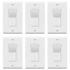 TOPGREENER Dimmer Light Switch, LED Dimmer Switches for 300W Dimmable LED/CFL Lights and 600W Incandescent/Halogen,Full Range Dimming, Single Pole/3-Way, Wall Plate Included, UL Listed, 6 Pack,White