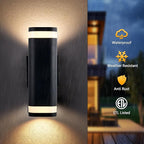 wowlite Smart Up and Down Lights Outdoor 2 Pack, RGBCW Exterior Lighting Fixtures WiFi App Control 2700K-6500K Ambience Wall Sconce Light Color Changing, Black Exterior Lights for House Porch Patio