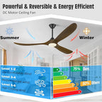 60" Outdoor Ceiling Fan with Light, Rustic Wifi Smart Ceiling Fan with Remote/APP/Alexa Control, 3 Wood Blade Propeller DC Ceiling Fans for Indoor Exterior Patios Porch Garage, Quiet Energy Efficient
