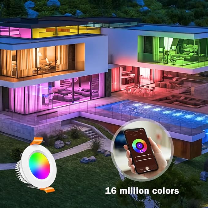 inShareplus 6 Pack 2 Inch Smart Recessed Lighting, WiFi LED Downlight 5W 120V, Dimmable RGBCW 2700-6500K Color Changing, Compatible with Alexa/Google, Ceiling Lights with LED Driver