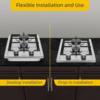 Hothit 2 Burner Propane Gas Cooktop, 12" Inch LPG/NG Dual Fuel Built-in Gas Stove Top, Stainless Steel Electronic Ignition Gas Hob for Apartment, Outdoor, RVs(L12"×W20")…