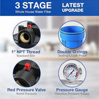 SimPure Whole House Water Filter System, 3 Stages Clear Home Water Pre-Filtration with Carbon Sediment and KDF Filters, Reduce Iron, Chlorine, Manganese, Lead...(DB20P-3KDF)