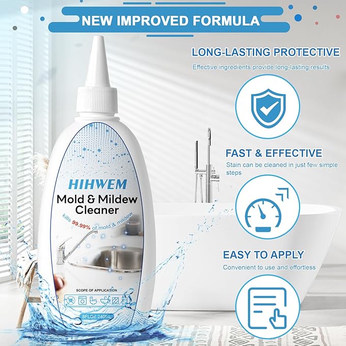 Mold Mildew Remover Gel Washing Machine Cleaner Grout Cleaner Household Stain Remover Gel for Home Sink Kitchen Showers 8 fl.oz