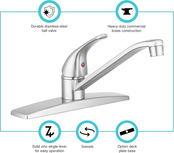 Dura Faucet DF-NMK600-SN RV Swivel Kitchen Sink Faucet (Brushed Satin Nickel)