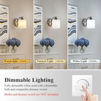 Brushed Nickel Milk Glass Wall Sconces, 1 Pack Hardwired Indoor Wall Light Fixtures for Living Room, Hallway, Bedroom, Ceramic E26 Sockets (Bulbs Not Included)