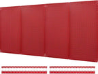 OmniWall 16" x 32" Metal Pegboard Panel 4-Pack for Garage & Home Wall Storage Organization System (Red)